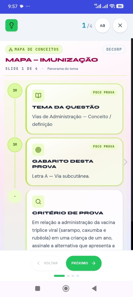 NeuroSlide Mapa de Conceitos — Imunização, estudo reverso AVANT enf no celular